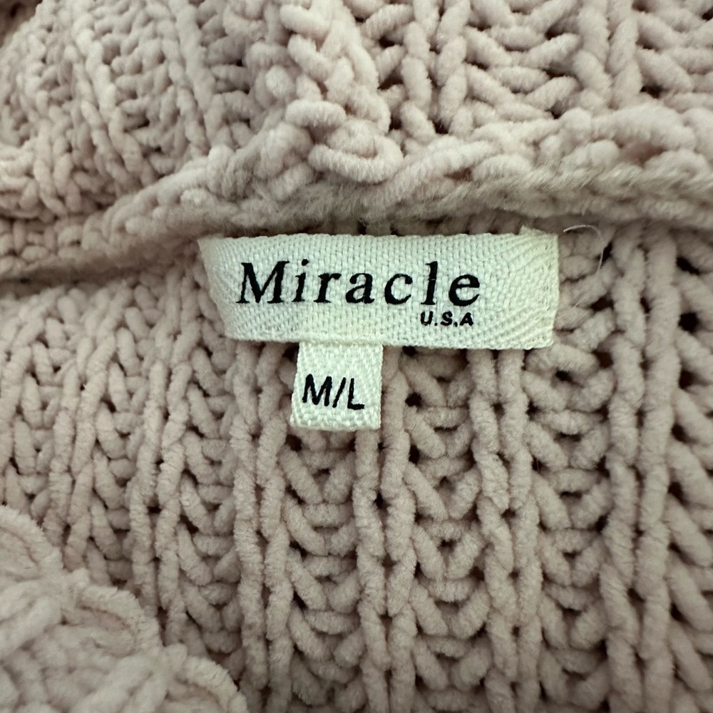 Miracle Blush Pink Knit Cropped Hoodie Sweater – Size M/L - Picture 5 of 5